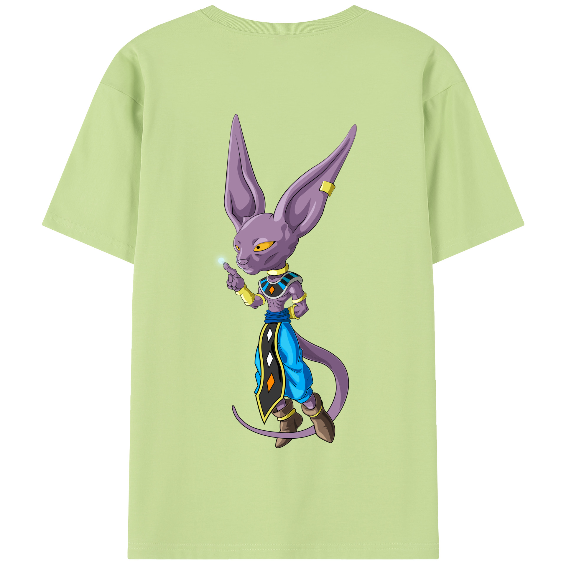 （画像用） ドラゴンボール ビルス 破壊神ビルス DRAGON BALL Beerus Birusu 綿100％半袖Tシャツ（背面プリント）